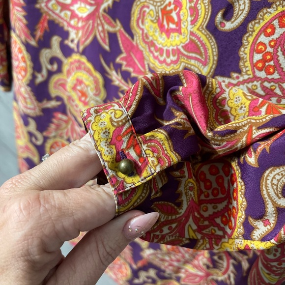 Ann Taylor LOFT Petites Purple Paisley Print Long Sleeved Midi Dress Sz XSP - Picture 13 of 16